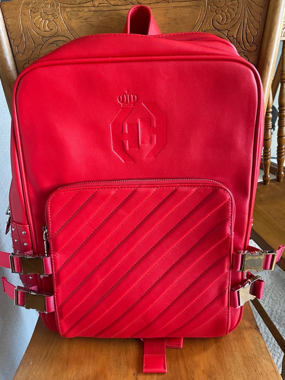 New Red leather Backpack laptop bag